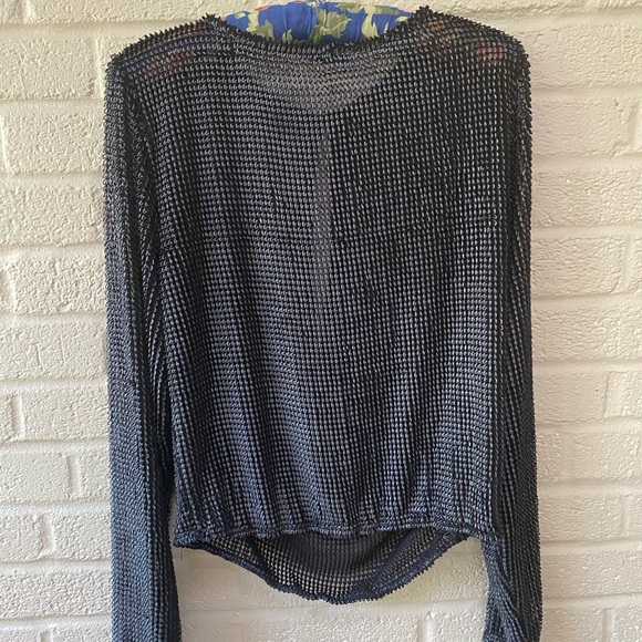 Zara Black Keyhole Long Sleeve Blouse - Picture 3 of 3